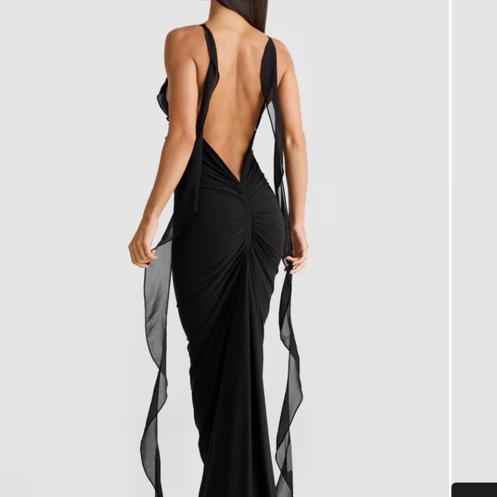 Melani the Label Daniela Maxi Backless Gown with Plunge Neckline for Cocktail